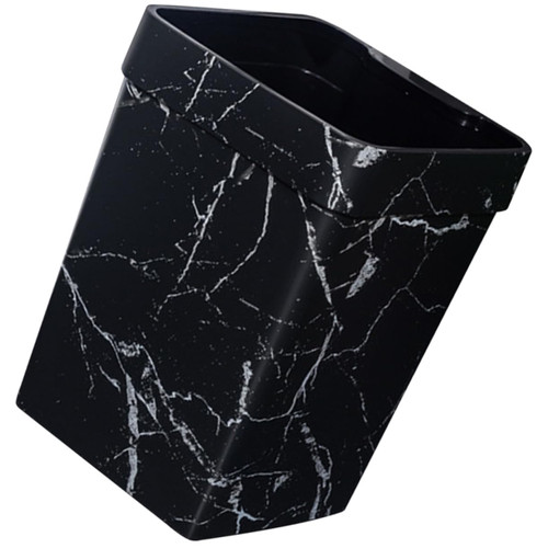 OKUMEYR Marble Trash Can Farmhouse Trash Garbage Bathroom Trashcan Square Waste Bin Trash Bin Outdoor Kitchen Trash Can Small Trash Can Wastebasket Wood Grain Plastic Office