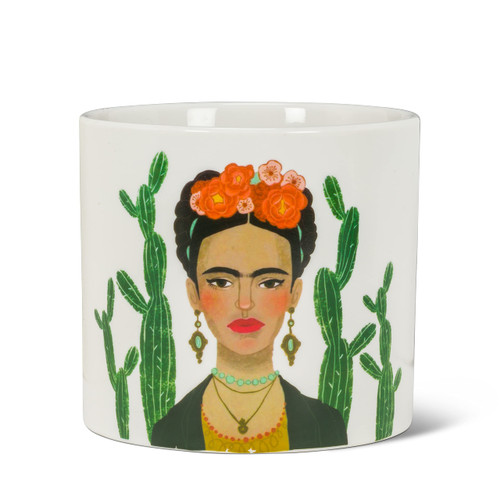 Abbott Collection 27-Mexico-LG Large Lady & Cactus Planter, White