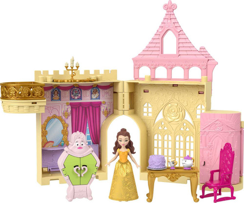 Mattel Disney Princess Toys, Belle Stackable Castle Doll House Playset with Small Doll and 8 Pieces, Inspired by The Disney Movie, Kids Travel Toys Mattel Disney Princess Toys, Belle Stackable Castle Doll House Playset with Small Doll and 8 Pieces, Inspired by The Disney Movie, Kids Travel Toys