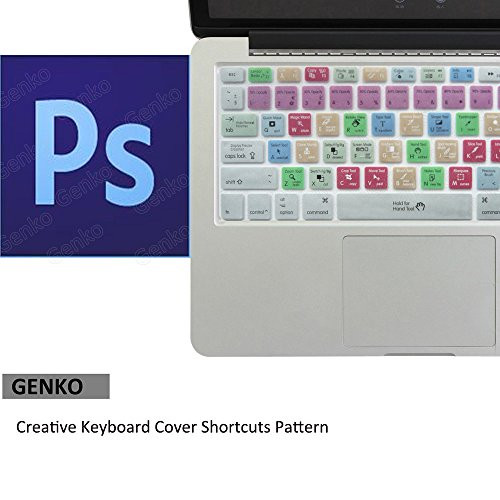 Adobe Photoshop Keyboard , PS Hot Keys Silicone Mac Keyboard Skin For Macbook Air 13 & Macbook Pro 13 15 17, Retina (US / European ISO Keyboard) (EU/US Both)