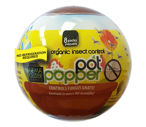 Nema Globe Nematodes Organic Insect Control Pot Popper, Controls Fungus Gnats, 8 Infusion Bio-pouches per Popper (8 Million Nematodes)