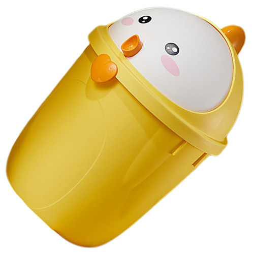 NOLITOY Trash Can with Lid Small Trash Can Bins Trashcan Small Garbage Can Cartoon Trash Can Desk Trash Can Mini Garbage Bucket Multi-use Trash Container Chick Multipurpose Office Pp
