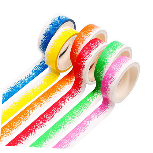 Tofficu 18 Rolls Washi Tape Decorative Glitter Tape Flower Masking Tape Gift Wrapping Tape Colored Duct Tape Whiteboard Gridding Tape Grid Marking Tapes Crayons Child Multicolor Paper Foot