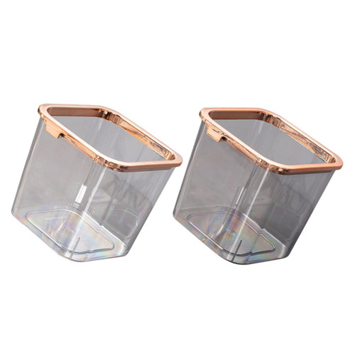 Abaodam 2pcs Bins Clear bin Kitchen Waste Basket trashcan Garbage bin Square Waste bin Trash bin Bathroom Wastebasket Clear Wastebasket Waste Paper Basket Trash can The pet Simple Office