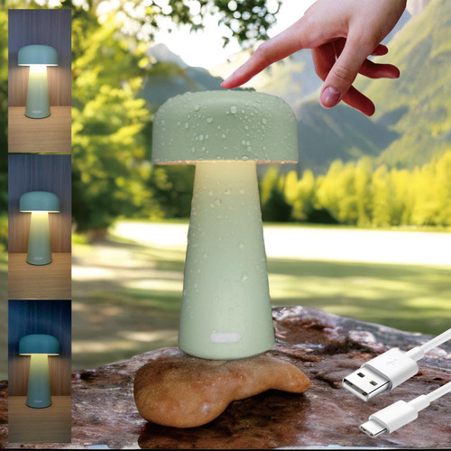 YONIKU Cute Table Night Light Bedside Lamp Led Lights for Kids Bedroom Children Mushroom Bedside Touch Lamp Cordless Battery Powered Baby Nusery Lamp Kids Portable Rechargeable Outdoor Lamp(Green)