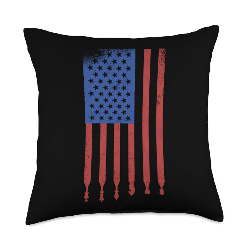 Chess Player Checkerboard Chess piece Chess Patriotic USA Flag American Throw Pillow, 18x18, Multicolor