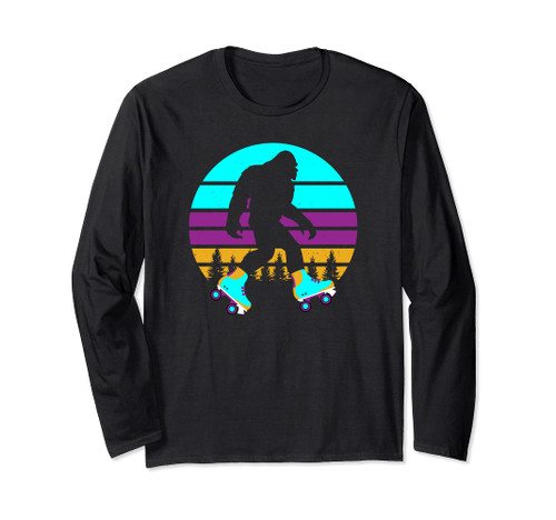 Roller Skating Bigfoot Sasquatch Retro Roller Skate Long Sleeve T-Shirt Roller Skating Bigfoot Sasquatch Retro Roller Skate Long Sleeve T-Shirt