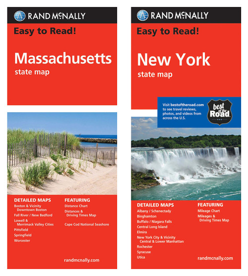 Rand McNally State Maps: Massachusetts and New York (2 Maps)