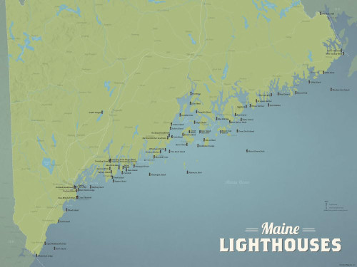 Best Maps Ever Maine Lighthouses 18x24 Poster (Natural Earth) Best Maps Ever Maine Lighthouses 18x24 Poster (Natural Earth)