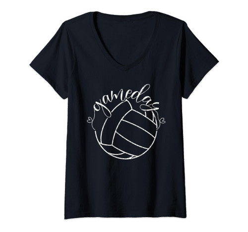 Womens Game Day Volleyball Funny Graphic For Player Coach V-Neck T-Shirt