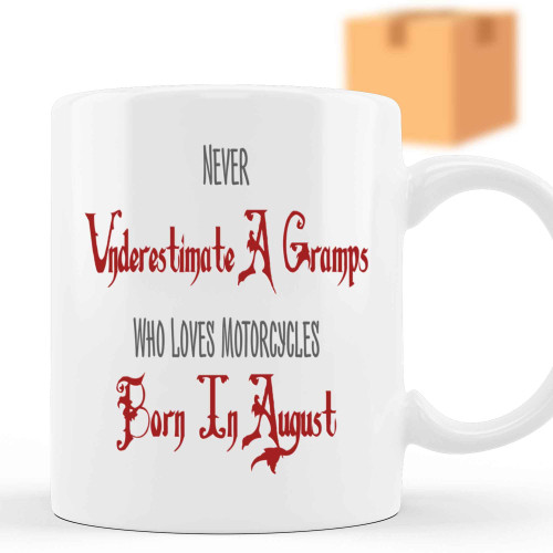 August Birthday Present for Motorcycle Lovers, Unique Gift for Grandpa - with a Cool Illustration Of a Biker 11 Oz White Ceramic Coffee Mug August Birthday Present for Motorcycle Lovers, Unique Gift for Grandpa - with a Cool Illustration Of a Biker 11 Oz White Ceramic Coffee Mug