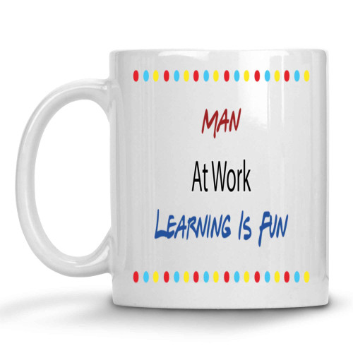 Abacus Toy Man At Work - Educational Gift for Large 11 Oz White Ceramic Coffee Mug