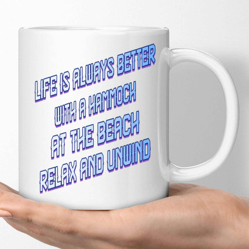 Beach-themed Gift Idea for Your Grandma - Hammock Graphic on 11 Oz White Ceramic Coffee Mug