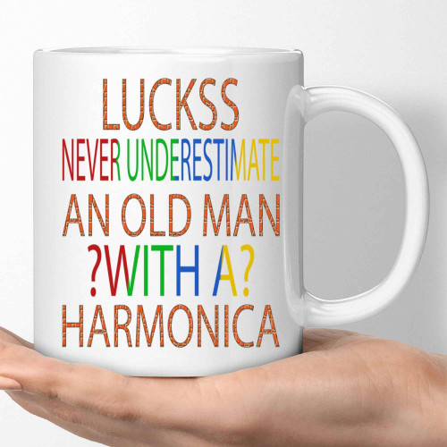 Funny Fathers Day Gift, Great Birthday Present for a Harmonica Player Dad - Navy Funny Harmonica Sweat on 11 Oz White Ceramic Coffee Mug