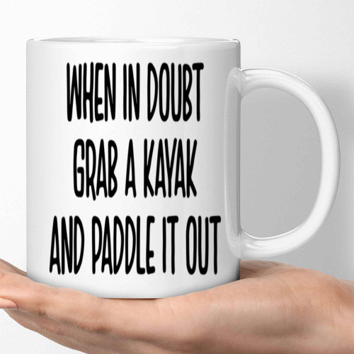 Illustrated, Cool Outdoorsy Gift for Buddies - When in Doubt Kayak It Out, Navy Multicolor 11 Oz White Ceramic Coffee Mug Illustrated, Cool Outdoorsy Gift for Buddies - When in Doubt Kayak It Out, Navy Multicolor 11 Oz White Ceramic Coffee Mug