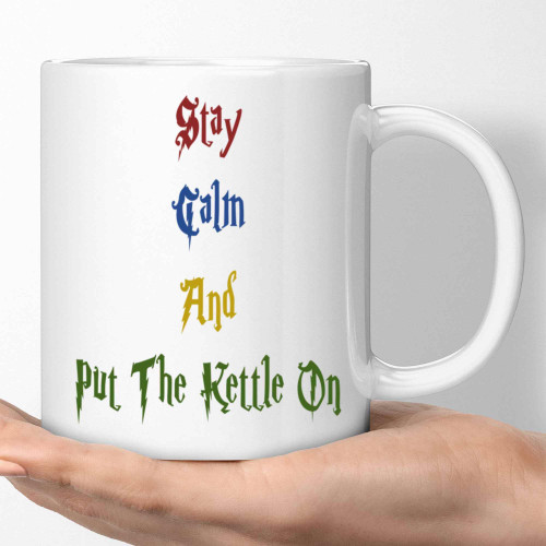 Keeping Calm Gift for Lovers, a Mother's Day Gift - Kettle Design on Navy 11 Oz White Ceramic Coffee Mug