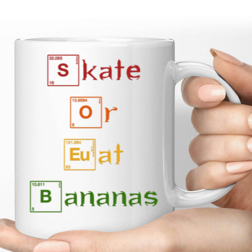 Skateboarding-themed Gift for Skateboarding Fans, Great Father's Day Present - Skateboarding Monkey, German Quote on 11 Oz White Ceramic Coffee Mug Skateboarding-themed Gift for Skateboarding Fans, Great Father's Day Present - Skateboarding Monkey, German Quote on 11 Oz White Ceramic Coffee Mug