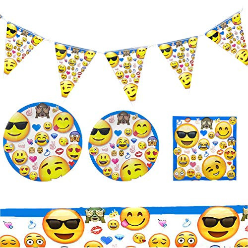 Emoji Plates and Napkins for 12 Guests by Party Girl Kim | Emoji Party Supplies and Decorations | Emoji Birthday Party Decorations include - Emoji Party Plates, Emoji Cupcake Plates, Party Napkins, Emoji Birthday Banner and Tablecloth