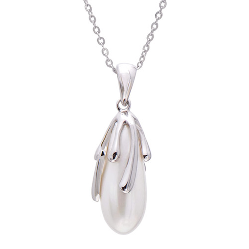 925 Sterling Silver Teardrop Faux Pearl Pendant Necklace for Women, White Nacre 925 Sterling Silver Teardrop Faux Pearl Pendant Necklace for Women, White Nacre