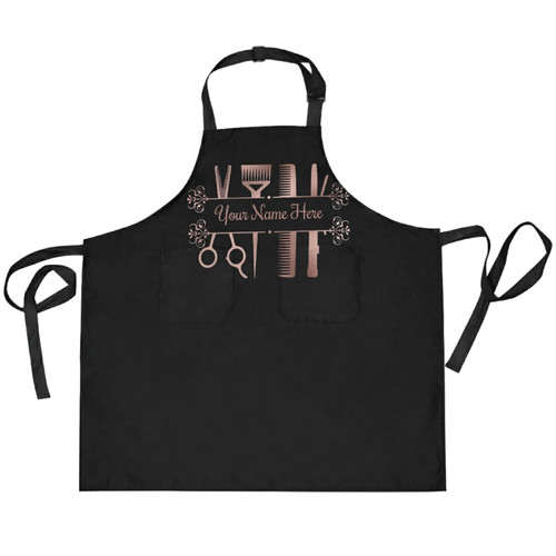 CHIFIGNO Custom Rose Gold Hair Stylist Aprons Unisex Hair Dresser Smock Adjustable Hairdresser Apron Personalized Hair Stylist Gifts with 2 Pockets CHIFIGNO Custom Rose Gold Hair Stylist Aprons Unisex Hair Dresser Smock Adjustable Hairdresser Apron Personalized Hair Stylist Gifts with 2 Pockets