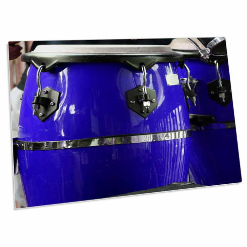 3dRose Susans Zoo Crew Musical Instruments - Blue Conga Drums - Desk Pad Place Mats (dpd-156303-1)