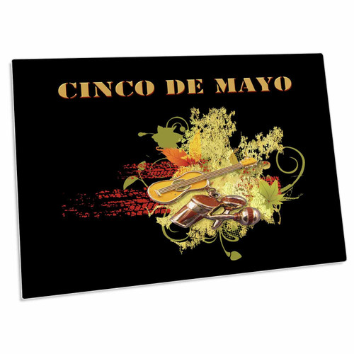 3dRose Cinco de Mayo Maracas, Guitar, Bongos, Musical Notes... - Desk Pad Place Mats (dpd-244237-1)