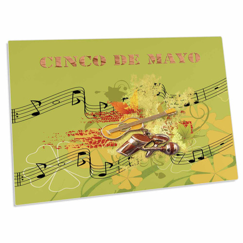 3dRose Cinco de Mayo Maracas, Guitar, Bongos, Musical Notes... - Desk Pad Place Mats (dpd-244236-1)