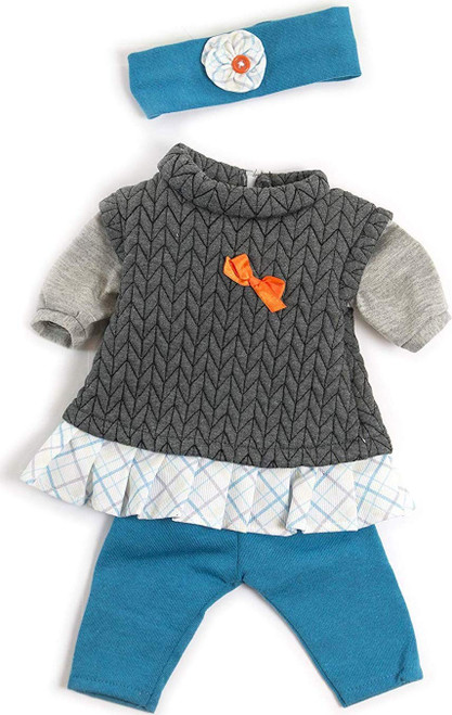 Miniland Clothes for Dolls 15'' Mild Weather Grey Set - Quality, Role Play, Educational