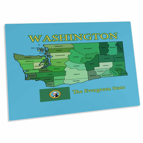3dRose Flag and County map of Washington with State Name and... - Desk Pad Place Mats (dpd-219691-1)