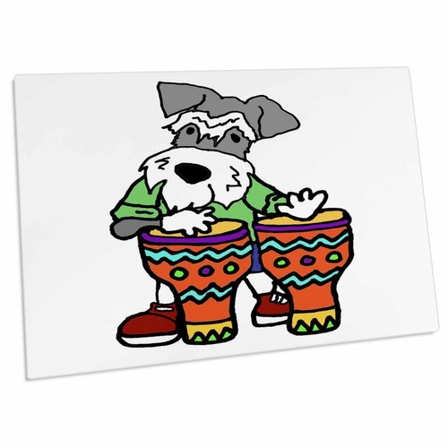 3dRose Funny Miniature Schnauzer Dog Playing Bongo Drums... - Desk Pad Place Mats (dpd-336417-1)