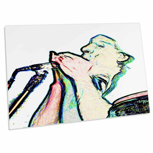 3dRose Harmonica Player with Drum Photo Sketch - Desk Pad Place Mats (dpd-164310-1)