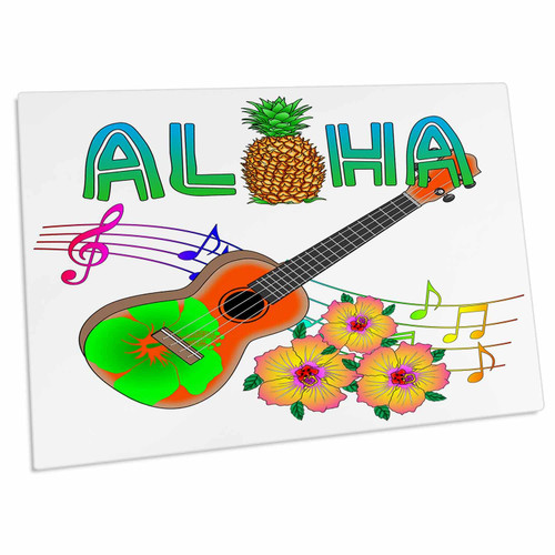 3dRose Island Aloha with a Ukulele, Music Notes, and Tropical... - Desk Pad Place Mats (dpd-281508-1)
