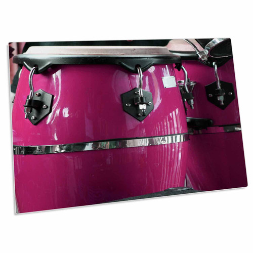 3dRose Susans Zoo Crew Musical Instruments - Pink Conga Drums - Desk Pad Place Mats (dpd-156304-1)