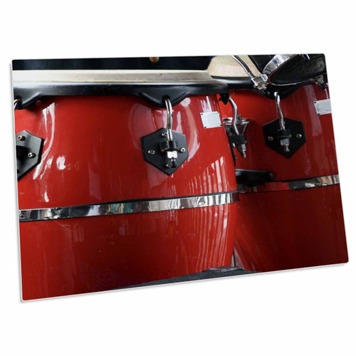 3dRose Susans Zoo Crew Musical Instruments - red Conga Drums - Desk Pad Place Mats (dpd-156307-1)