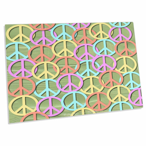 3dRose Retro 60s Pastel Peace Signs on Sage Green Paint - Desk Pad Place Mats (dpd-53212-1)