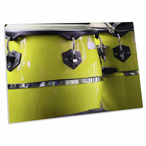 3dRose Susans Zoo Crew Musical Instruments - Yellow Conga Drums - Desk Pad Place Mats (dpd-156308-1)