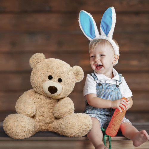 Tezituor Small Teddy Bear Stuffed Animals, Cute Little Teddy Bear Plush Toys for Kid Girl Boy, Beige 18inch