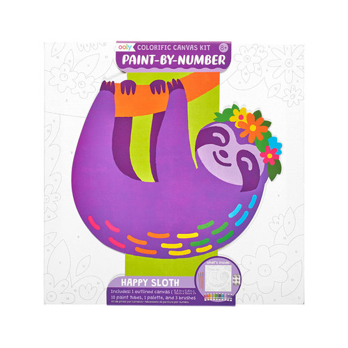 Ooly, Colorific Canvas Paint by Number Kit - Happy Sloth
