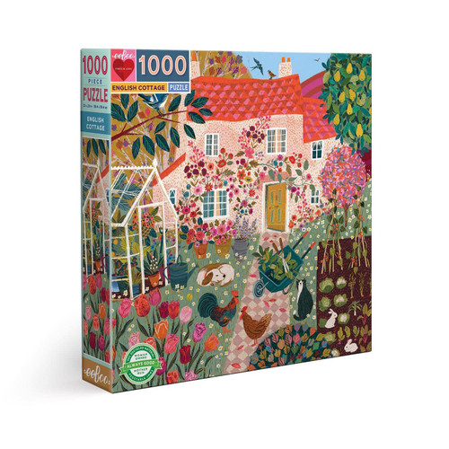 eeBoo: Piece and Love English Cottage 1000 Piece Square Jigsaw Puzzle, Glossy, Sturdy Puzzle Pieces, A Cooperative Activity with Friends and Family eeBoo: Piece and Love English Cottage 1000 Piece Square Jigsaw Puzzle, Glossy, Sturdy Puzzle Pieces, A Cooperative Activity with Friends and Family