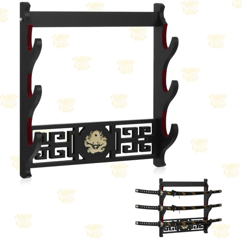 Barydat Padded Katana Mount Sword Holder Stand Wall Mount 1/2/3/4 Tier Katana Samurai Sword Display Rack Hanger for Japanese Wakizashi Katana Samurai Sword (3 Tier Style)