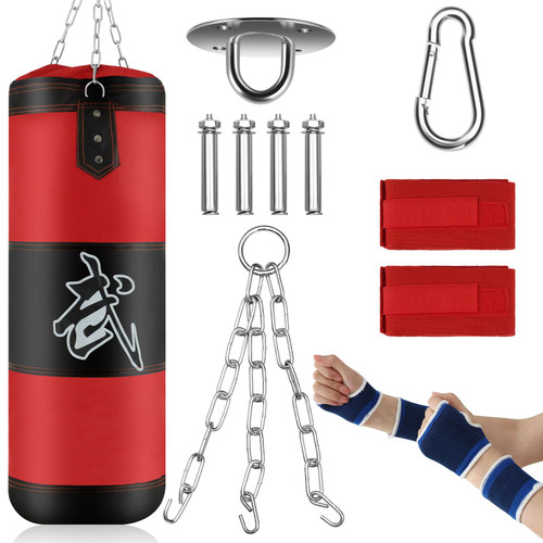 Leyndo Unfilled Boxing Bag Hanging Heavy Punching Bag Boxing Set Adult with Punching Bag Hangers Hand Wraps for Kids Adults Youth Training Karate Taekwondo Kickboxing Muay Thai Indoor Leyndo Unfilled Boxing Bag Hanging Heavy Punching Bag Boxing Set Adult with Punching Bag Hangers Hand Wraps for Kids Adults Youth Training Karate Taekwondo Kickboxing Muay Thai Indoor