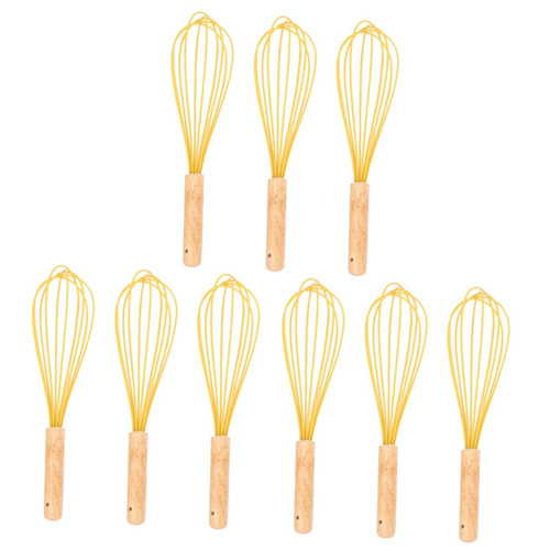 HOMSFOU 9 Pcs Whisk Kitchen Gadget Kitchen Hand Mixer Baking Tools Eggbeater Bamboo Handheld Stirring Rod