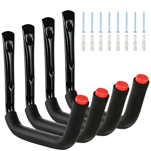 AOFOX Kayak Steel Storage Rack, 4Pack 100LB Capacity 15" Heavy Duty Garage Storage Canoe Wall Mount Hooks Hangers for Hanging Surfboard Snowboard Paddle Board Ladders Bikes
