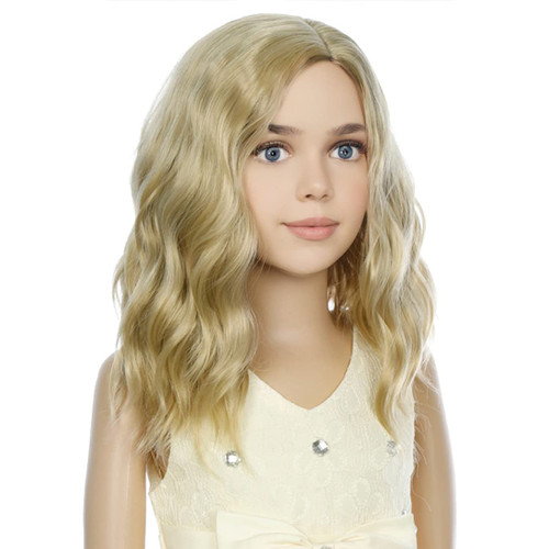 PATTNIUM Blonde Wig Kids Child Wig Short Wavy Wig Ash Blonde Wig Mixed Blonde Wig for Gilrs Cosplay Party Heat Resistant Blonde Synthetic Hair Wig (Ash Blonde)