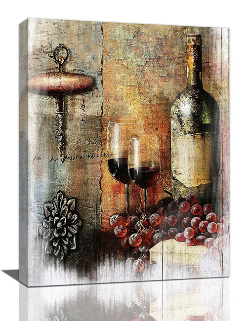 Wine Wall Art Red Wine Cups Kitchen Pictures for Wall Fruit Goblet Painting Prints Vintage Burgundy Framed Artwork Home Decor for Kitchen Dining Room Bar Pub Restaurant 12"x16" Wine Wall Art Red Wine Cups Kitchen Pictures for Wall Fruit Goblet Painting Prints Vintage Burgundy Framed Artwork Home Decor for Kitchen Dining Room Bar Pub Restaurant 12"x16"