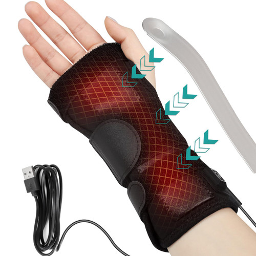 Wrist Thumb Brace Heating Pad for Arthritis and Carpal Tunnel Relief, Heated Wrap for Sprains Trigger Thumb, Heated Wrist Brace, Heated Wrist Wrap,Tendonitis Wrist Hand Pain Relief,Heating Pad(L)