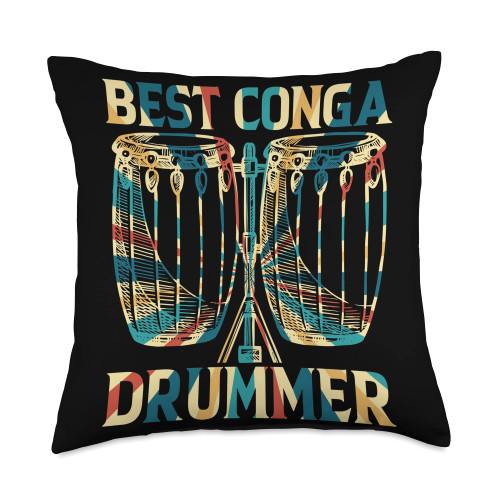 Conga Player Conga Drummer Best Drummer Drums Conga Player Throw Pillow, 18x18, Multicolor