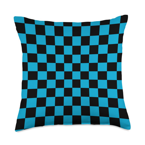 Sofie Nari Black & Blue Checkerboard Check Pattern Checkered Throw Pillow, 18x18, Multicolor