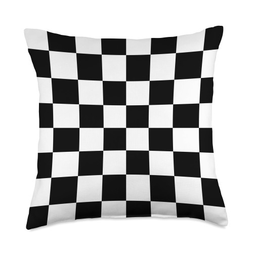 Black and White Checkerboard Pattern Checkers Checker Board Throw Pillow, 18x18, Multicolor
