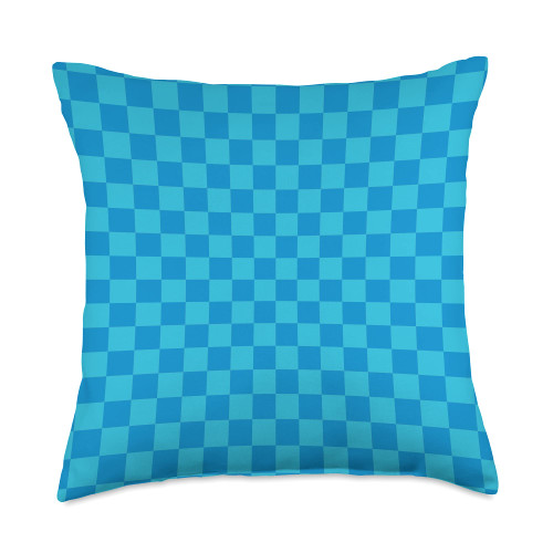 Checkerboard Pattern Picnic Party Checkerboard Pattern Blue and Teal Turquoise Check Print Throw Pillow, 18x18, Multicolor